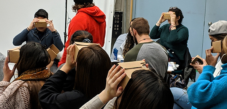 students trying out Google Cardboard